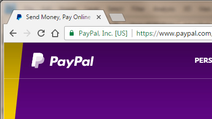 The PayPal website uses an Extended Validation or EV certificate which identifies the company associated with the website.